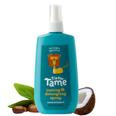 T is for Tame: spray desenredante para niños, facilita desenredar nudos y suaviza el cabello.