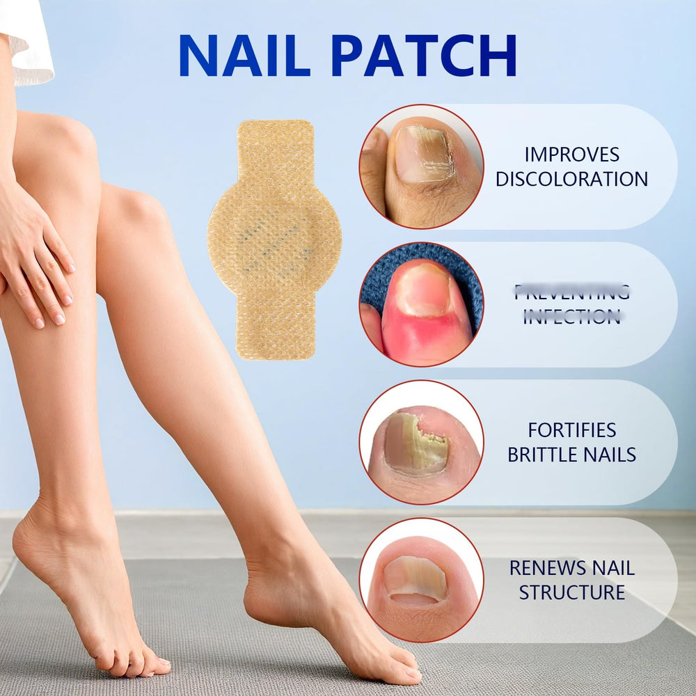 Cuidado suave de uñas con parches Taakcc y extractos herbales.