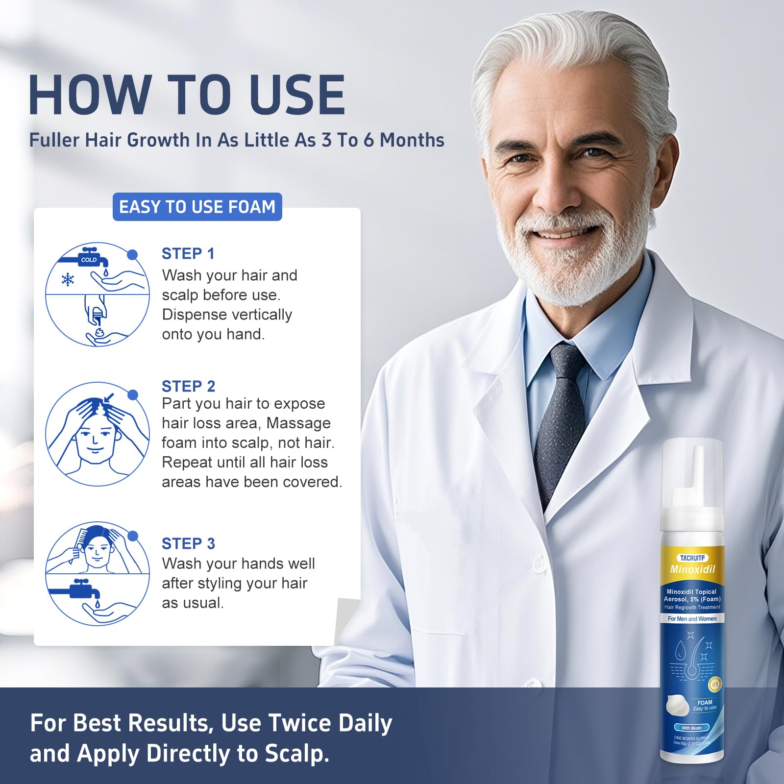 Tacruitf Minoxidil Espuma, higiene de manos después de la aplicación.