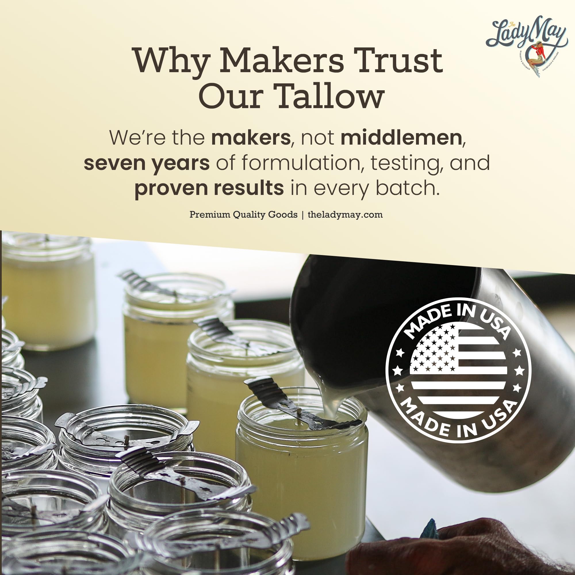 Tallow para jabones artesanales Lady May, espuma suave garantizada.