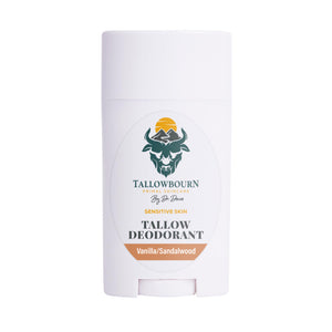 Tallowbourn desodorante para piel sensible, textura bálsamo seco y aplicación suave.