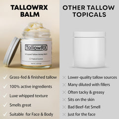 Aplicación facial con TALLOWRX, se absorbe rápido para el rostro.