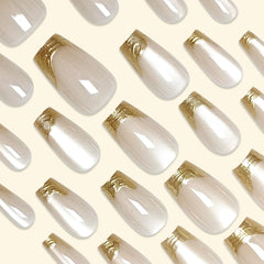 Taoyisent uñas en almendra media tono neutro, aspecto elegante para uso diario.