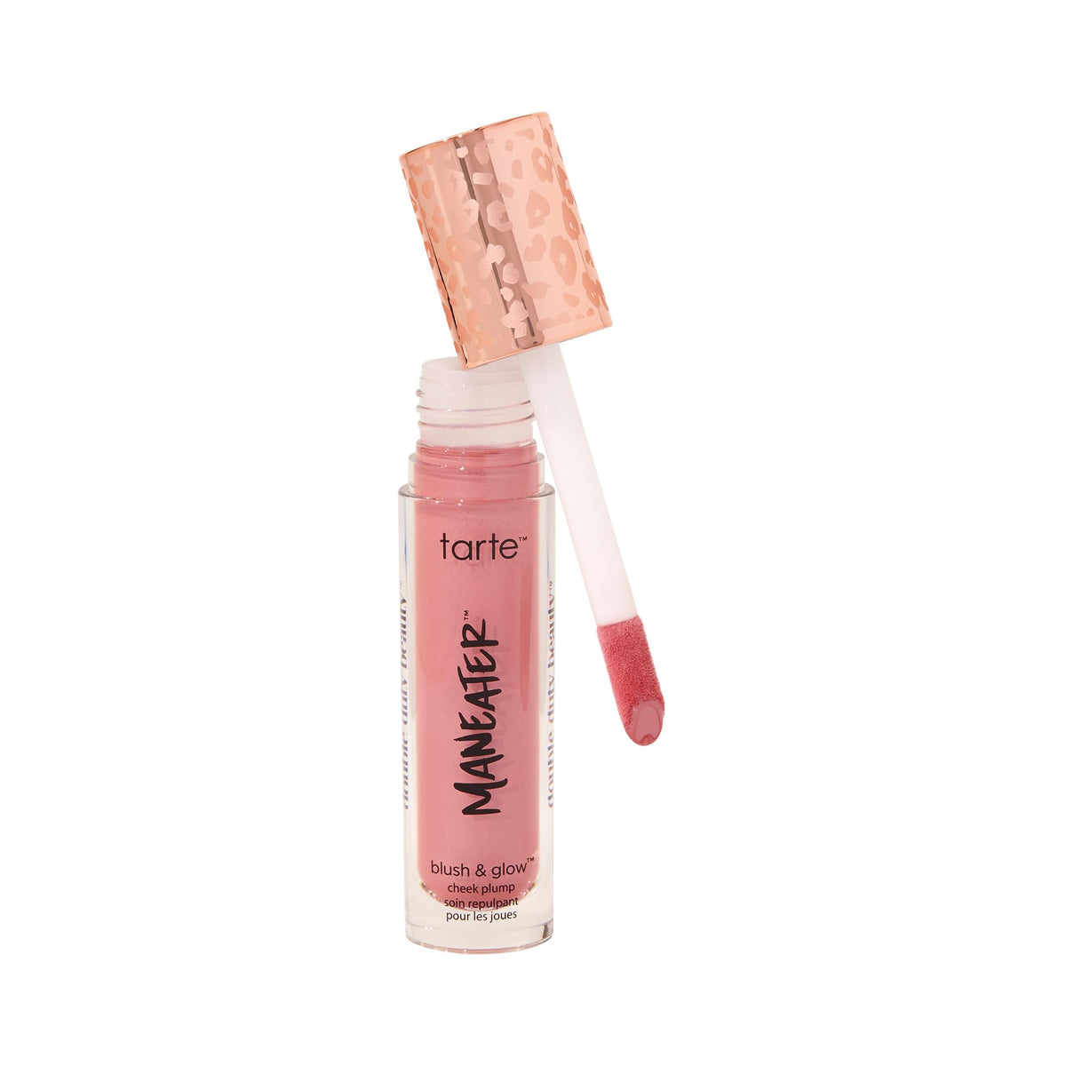 maneater tarte: la botella rosada muestra un acabado ligero para brillo natural.