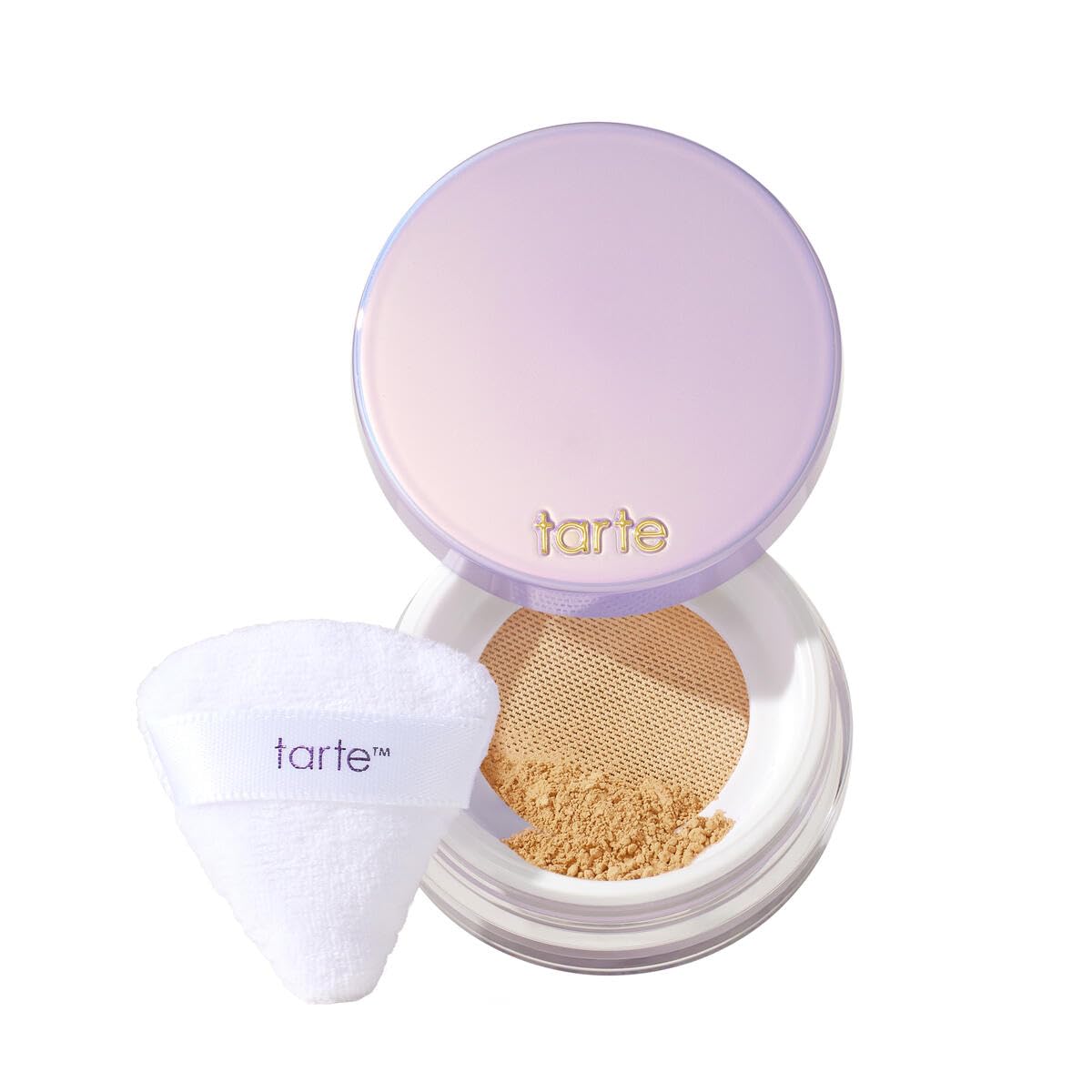 tarte polvo fijador suelto sin pliegues – empaque compacto para viaje, acabado natural