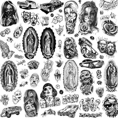 TASROI tatuajes chicano 6 hojas grandes con acabado realista para piel