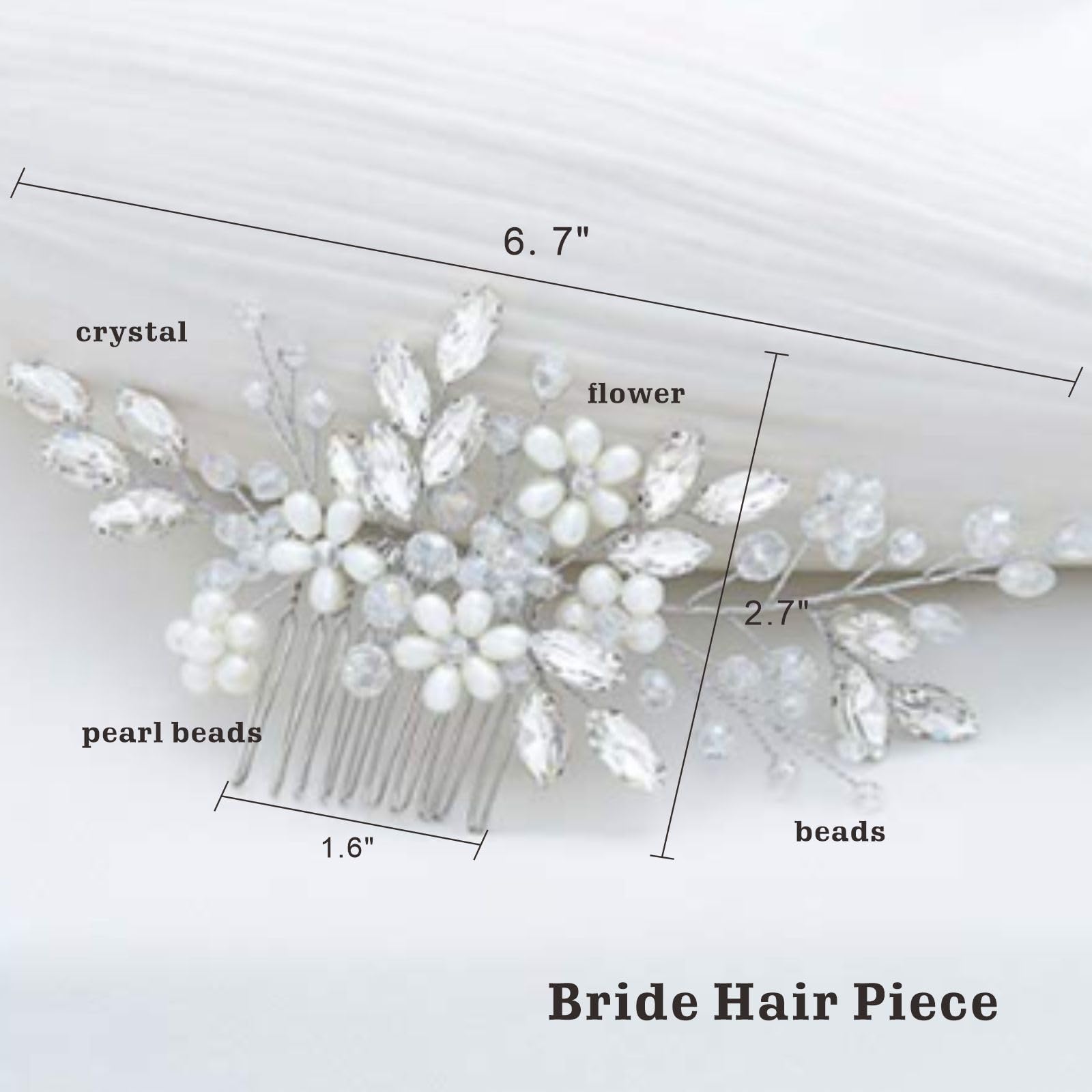 Tatibana accesorio cabello novia flor cristales plateados, realza peinado de boda