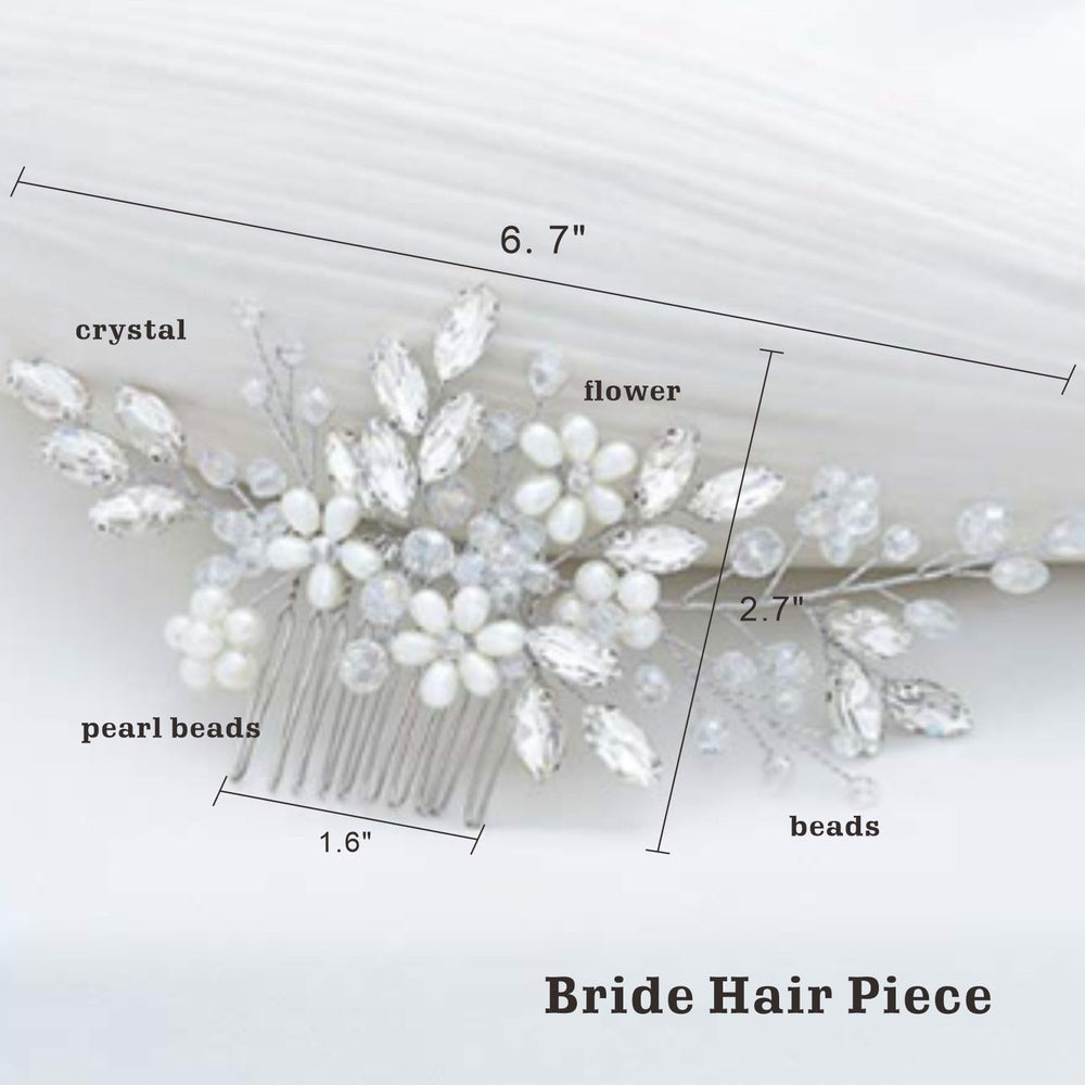 Tatibana accesorio cabello novia flor cristales plateados, realza peinado de boda