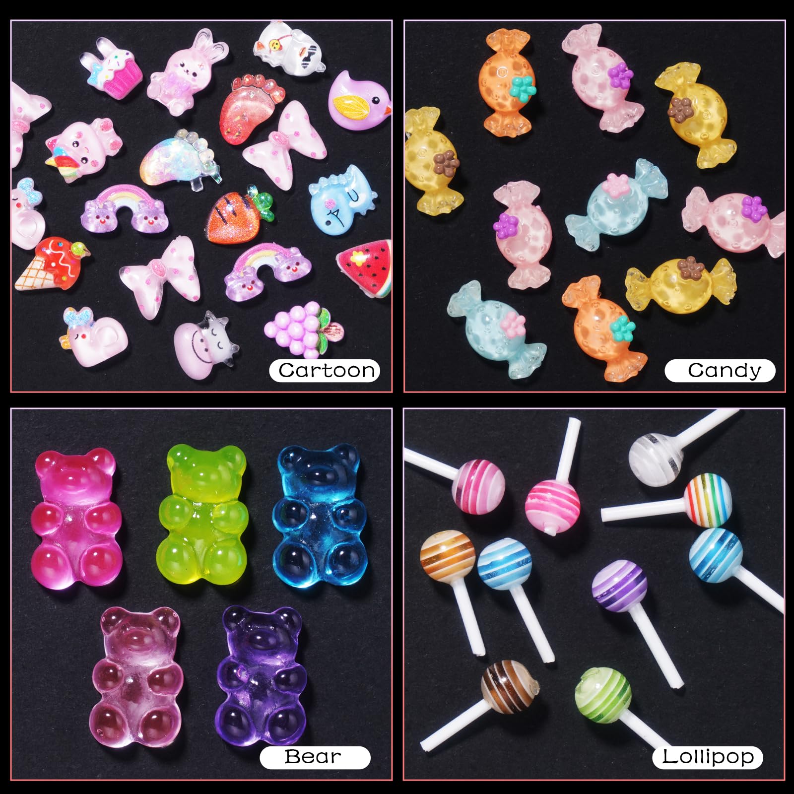 Tatiwoo charms acrílicos 3D caramelos, estilo juguetón para uñas.