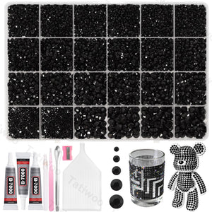 Tatiwoo cristales de resina negra Flatback 2 mm, brillo duradero para telas.