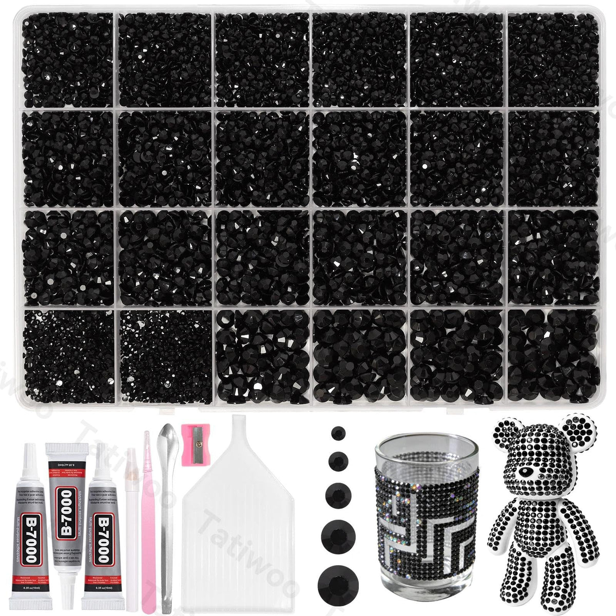 Tatiwoo cristales de resina negra Flatback 2 mm, brillo duradero para telas.