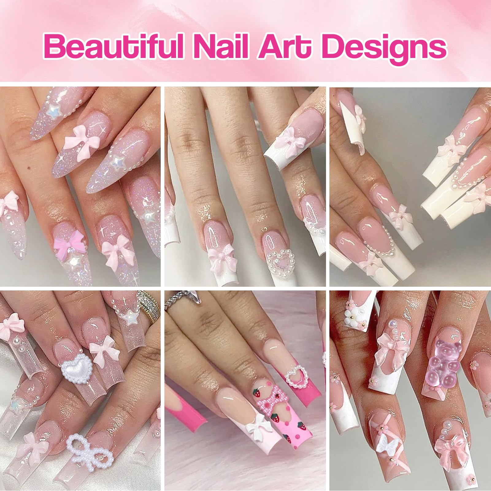 Adornos Tatiwoo rosas mariposa 3D para acentos brillantes en uñas.