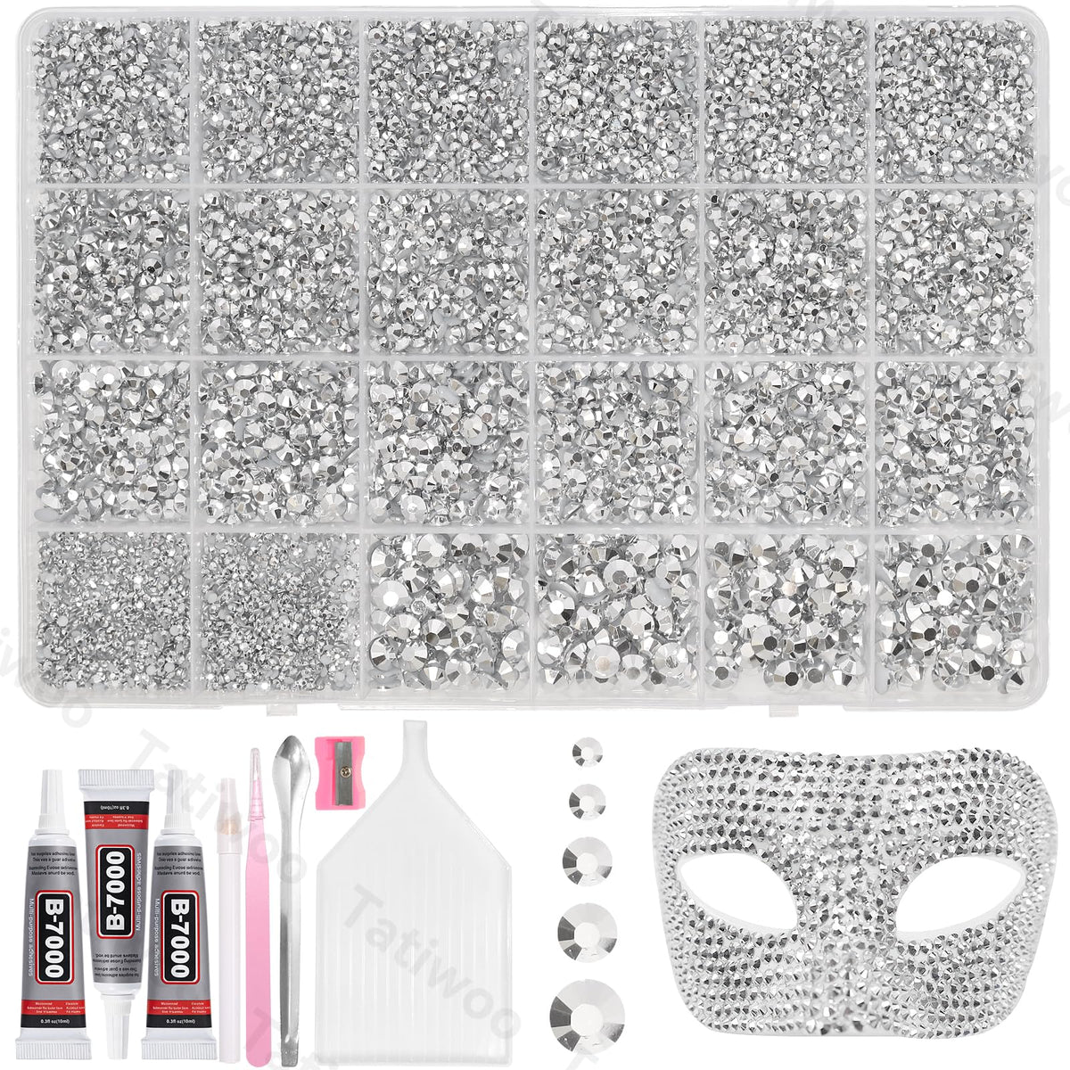 Piedras Tatiwoo resina plana plata 2 mm para detalles precisos en manualidades