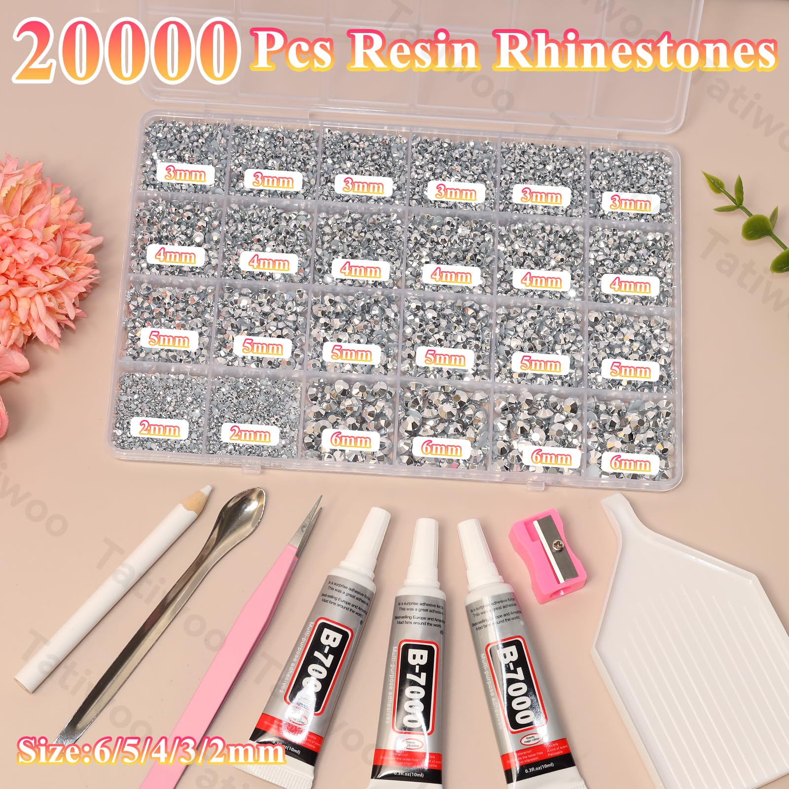 Piedras Tatiwoo resina plana plata 4 mm para acentos destacados