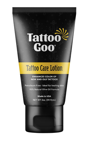 Tattoo Goo, botella de loción para tatuajes, hidratación ligera sin grasa.