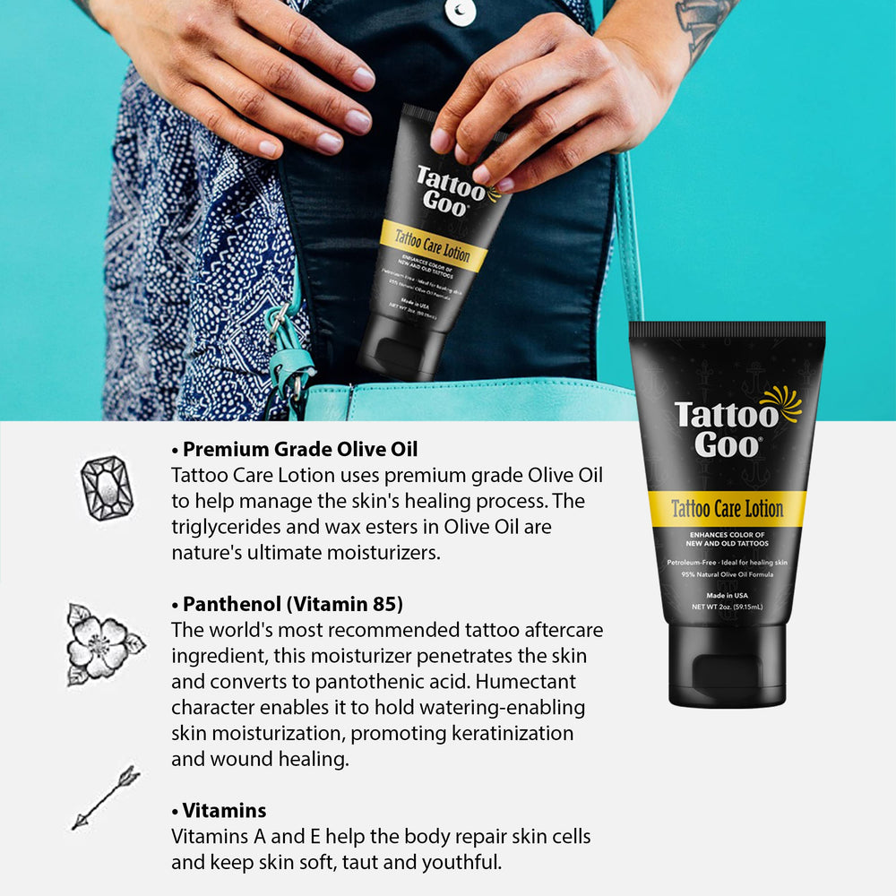 Textura ligera y de rápida absorción de Tattoo Goo en piel tatuada.