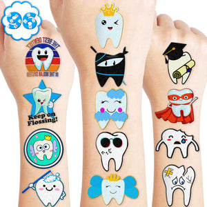 Tatuajes dientes de leche dentista, ideales para fiestas infantiles.