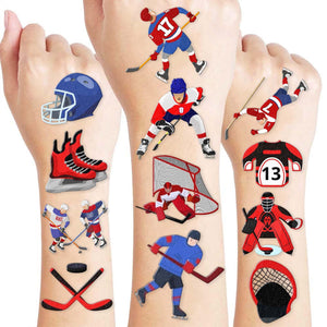 Tatuajes Hockey Niños: hoja grande con diseños energéticos para decorar brazos.