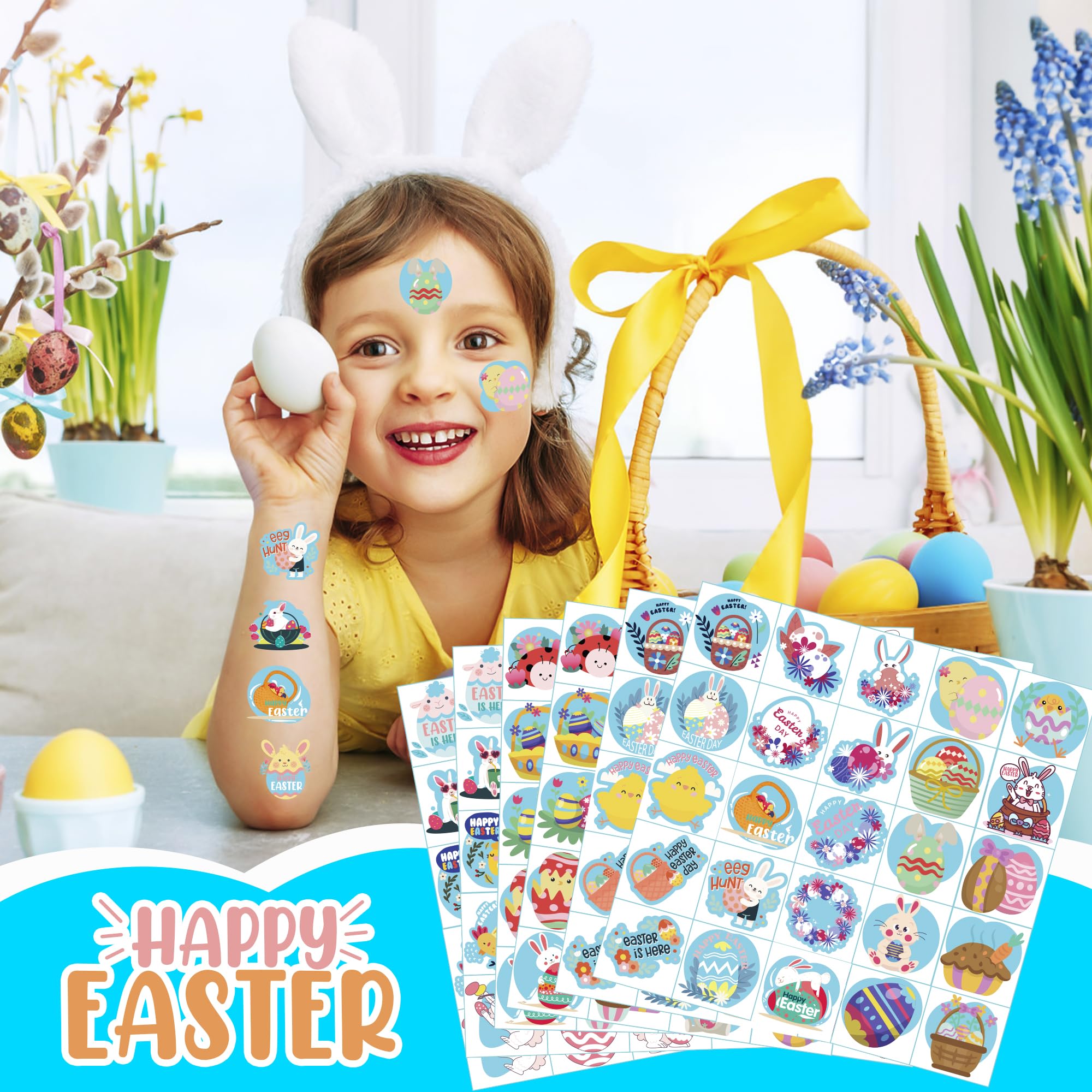 Uso decorativo: tatuajes para regalos, bolsas y tarjetas de Pascua.