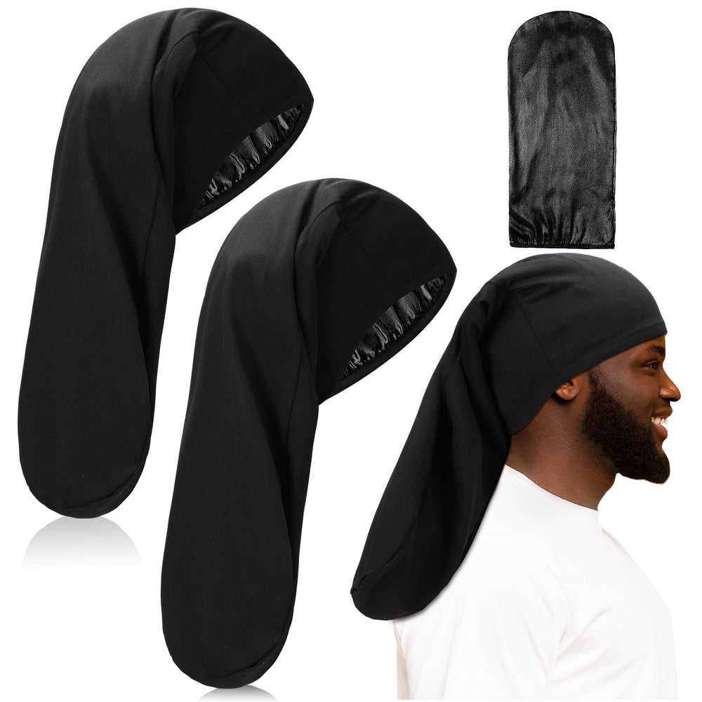 Gorro satinado de Tatuo para trenzas largas; protege el peinado nocturno.