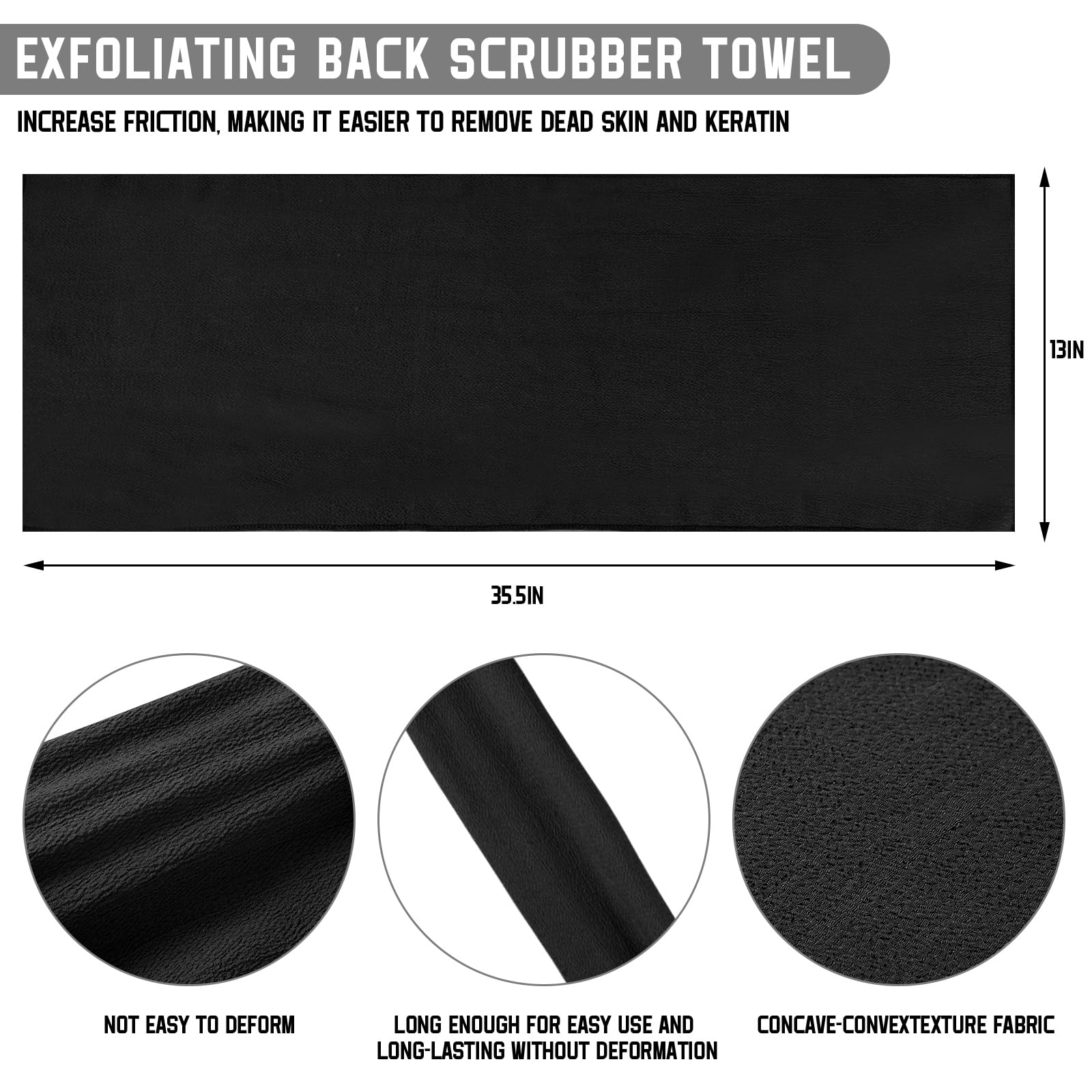 Toallita exfoliante Tatuo para brazos, uso cómodo en áreas difíciles.