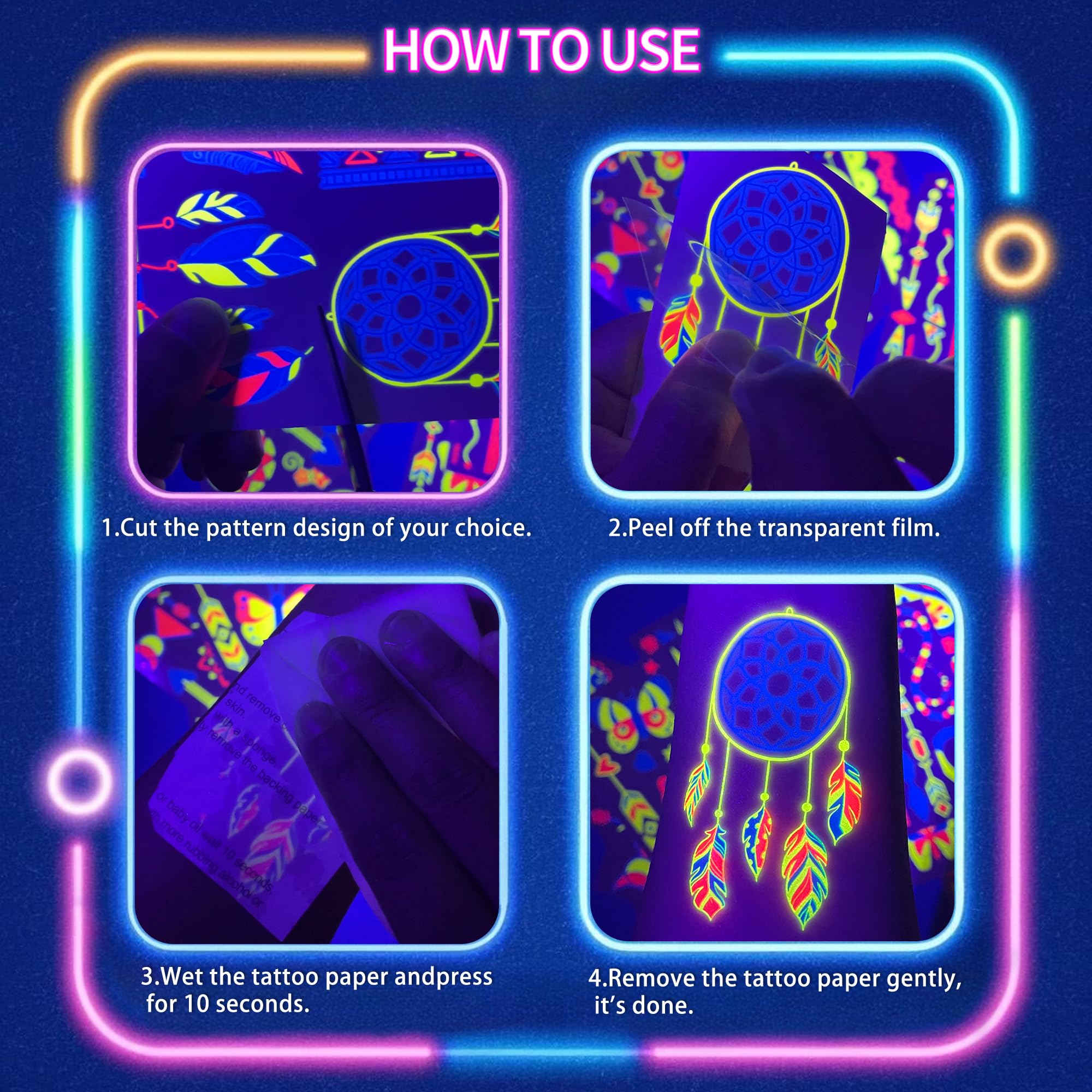 TATUWST suministros neon para fiestas de adultos con efecto ultravioleta