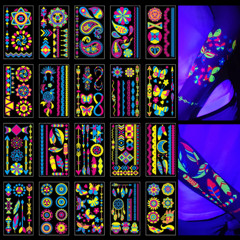 TATUWST tatuajes brillan en oscuridad, sets de 172 piezas para fiestas