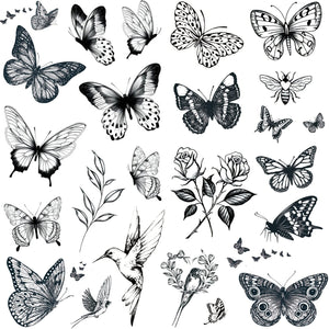 Tazimi mariposas temporales grandes para brazos y espalda, look elegante