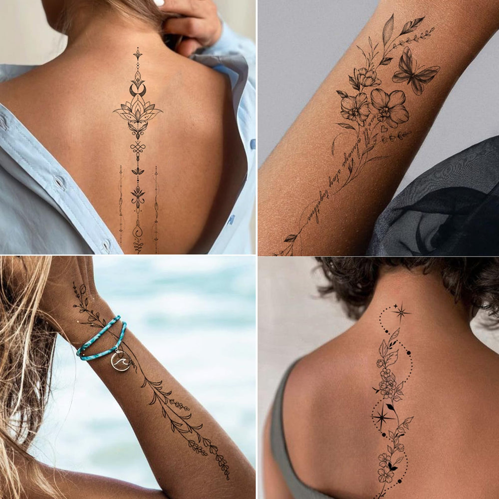 Tazimi tatuajes temporales hombro con flor, detalle para fiestas.