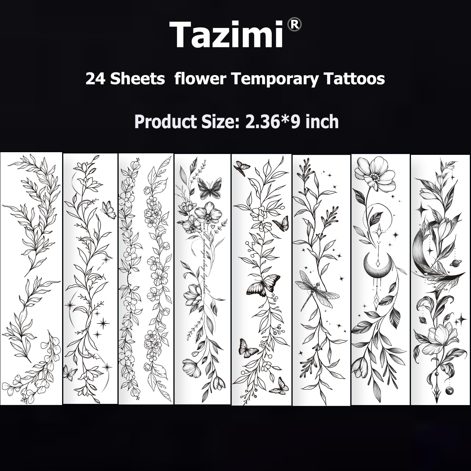 Tazimi tatuajes temporales manos y muñecas, ornamento elegante para diario.