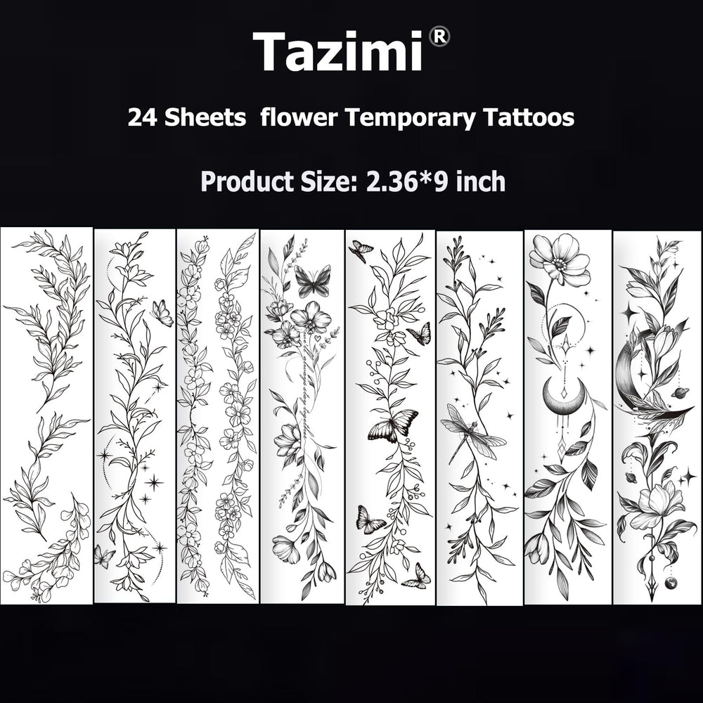Tazimi tatuajes temporales manos y muñecas, ornamento elegante para diario.