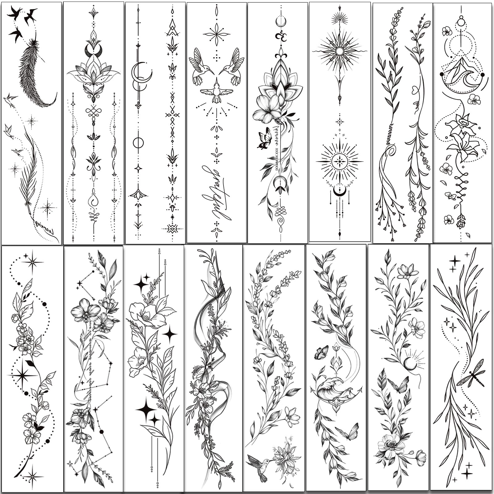 Tazimi tatuajes temporales piernas con ramas decorativas, fácil de quitar.