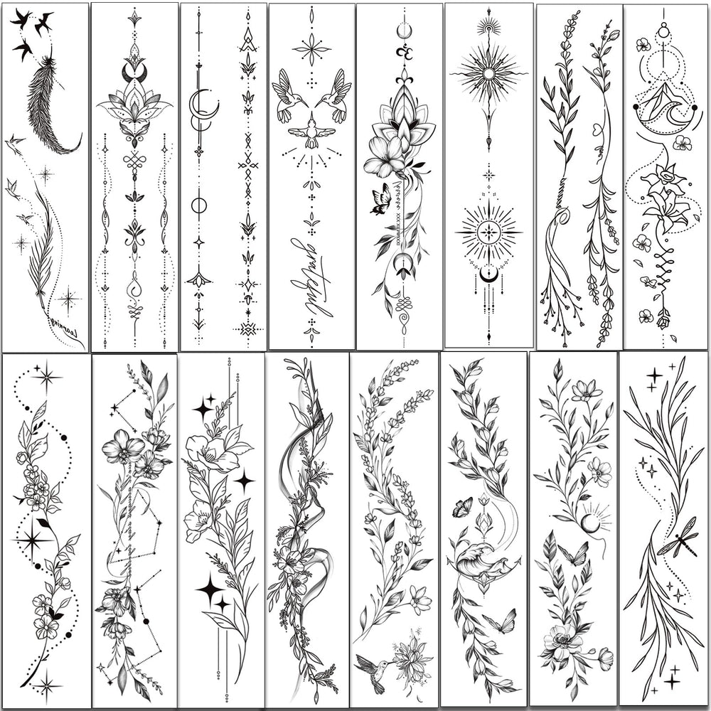 Tazimi tatuajes temporales piernas con ramas decorativas, fácil de quitar.