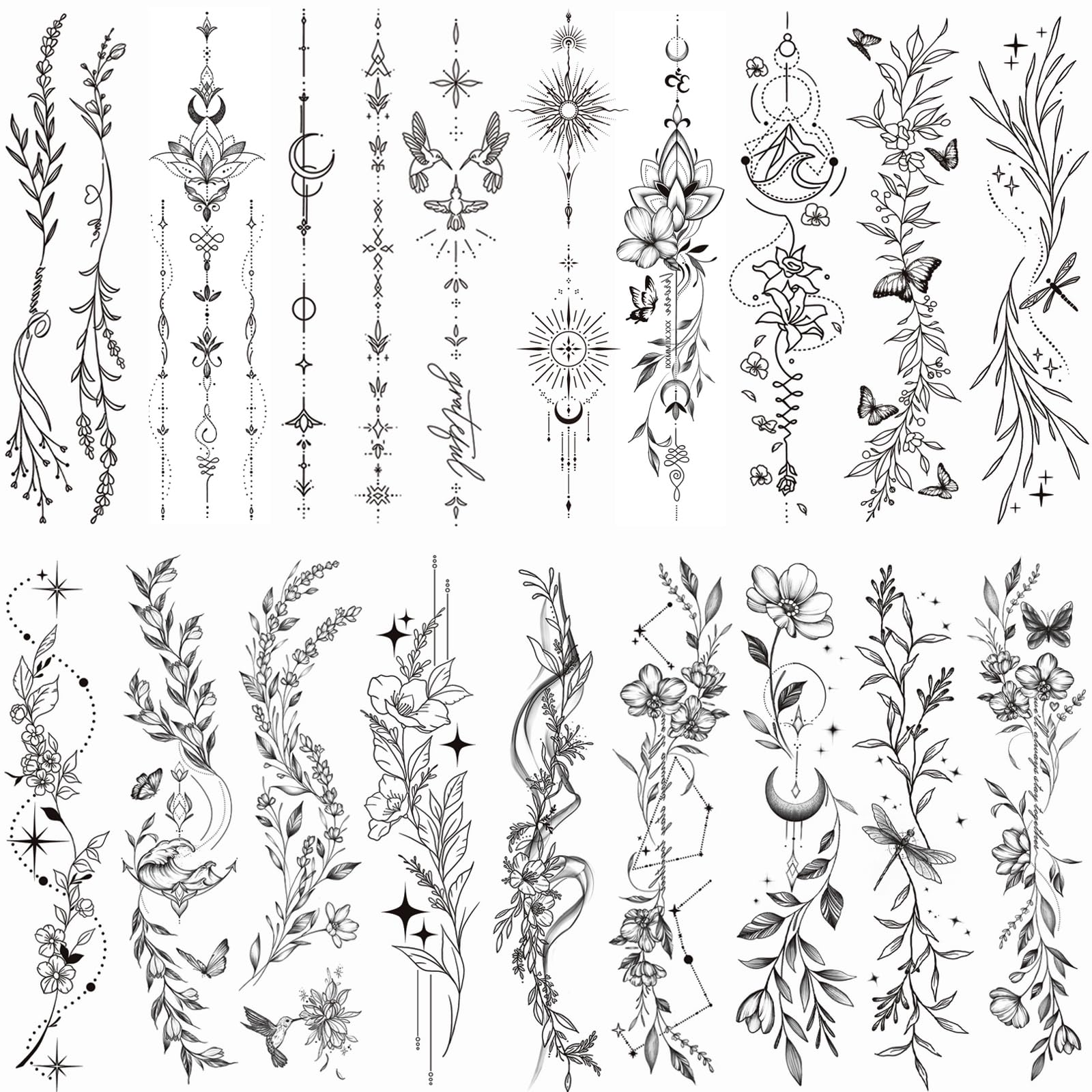 Tazimi tatuajes temporales ramas y flores para brazos, look elegante temporal.