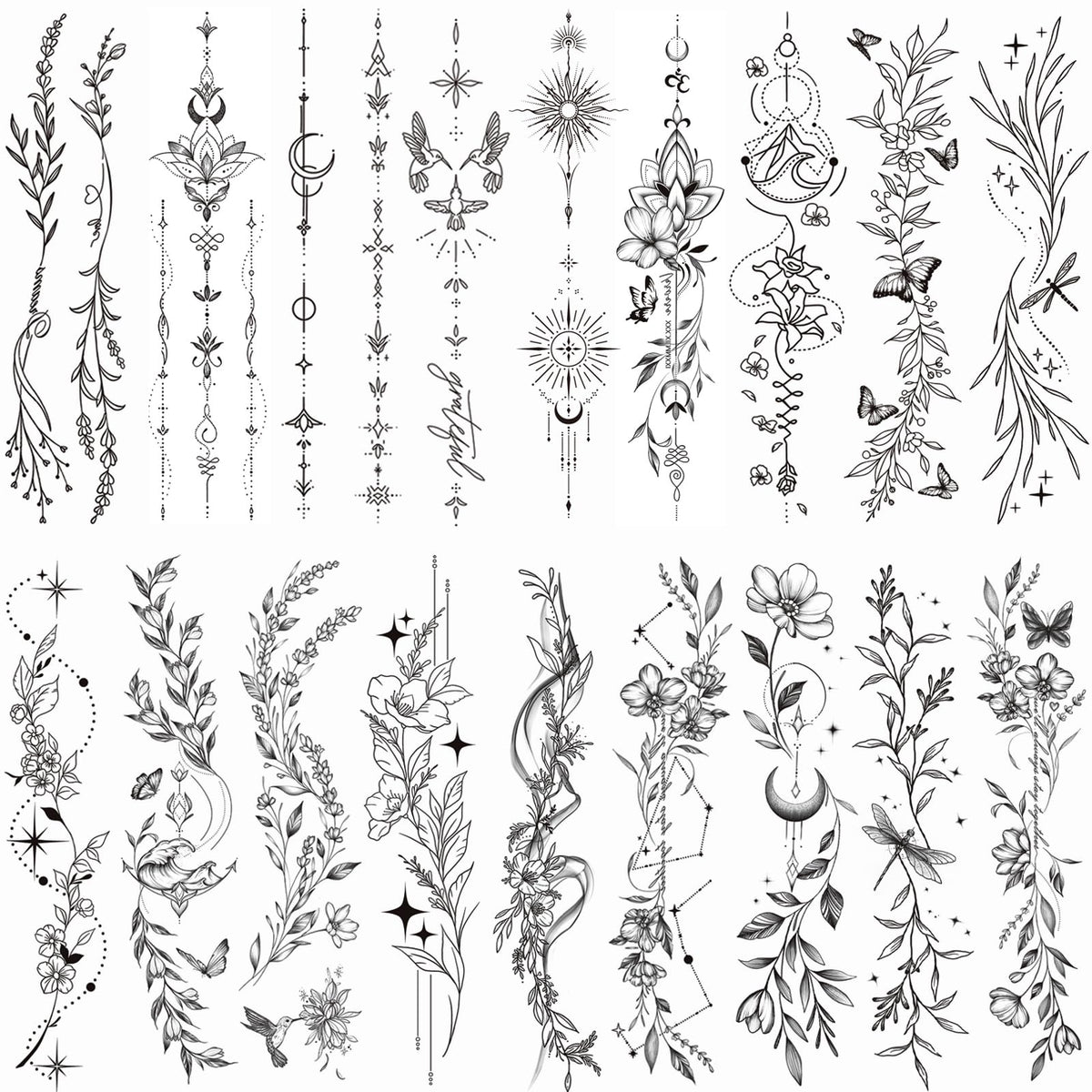 Tazimi tatuajes temporales ramas y flores para brazos, look elegante temporal.