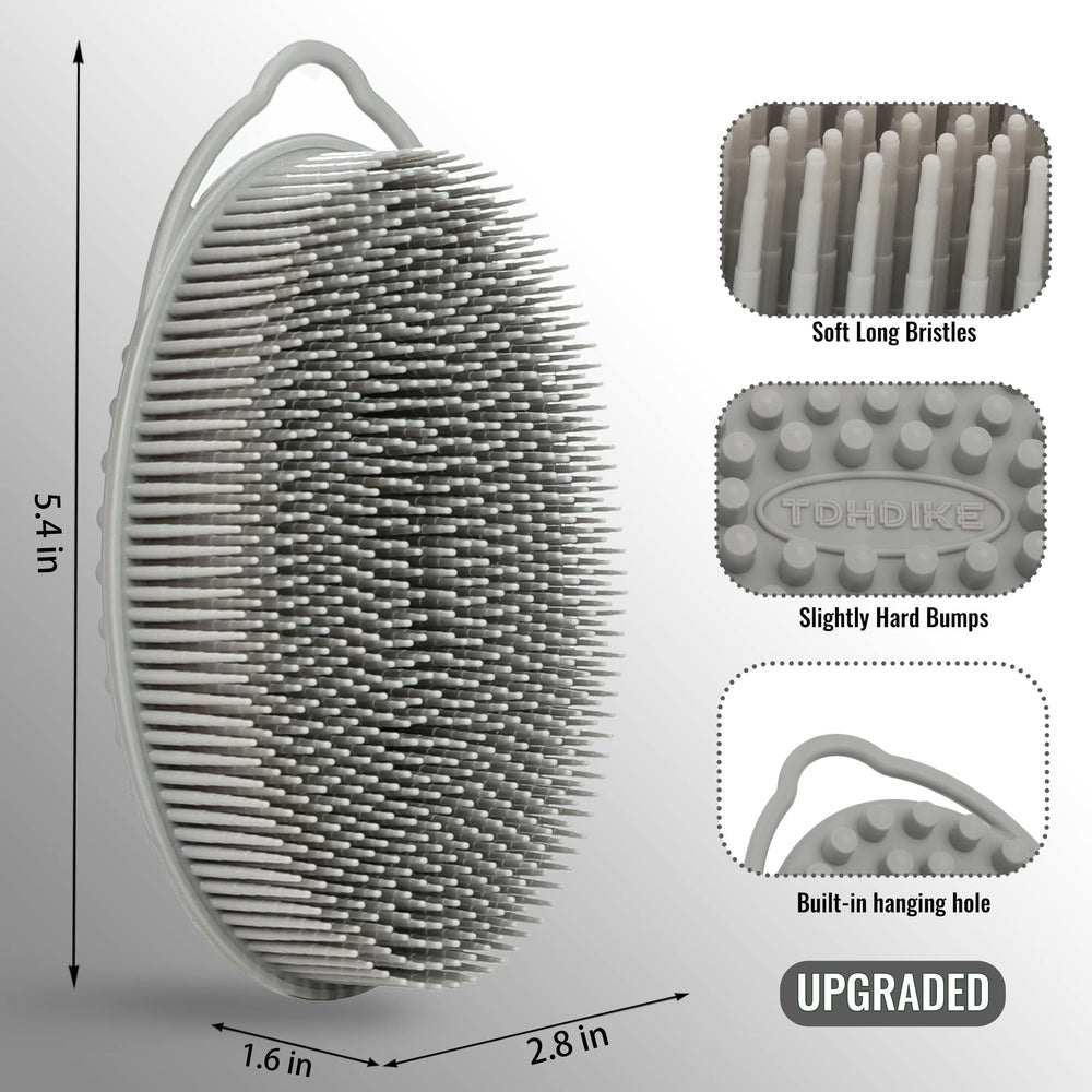 TDHDIKE lufa silicona cuerpo gris: limpieza eficiente con textura suave para piel delicada.