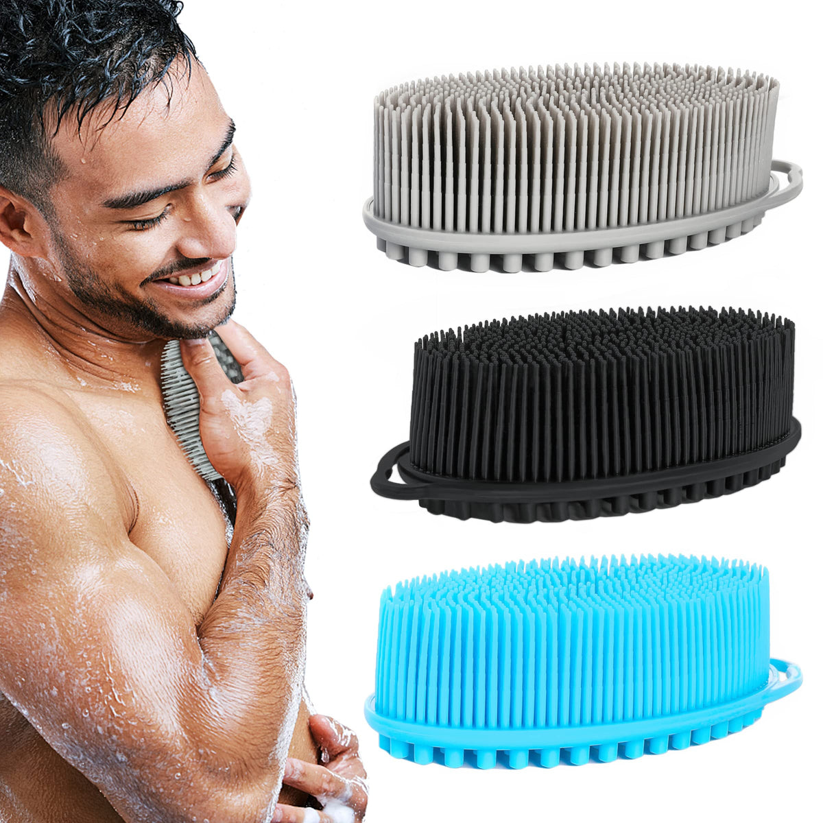 TDHDIKE lufa silicona cuerpo negro: exfoliación suave para piel sensible y uso diario.
