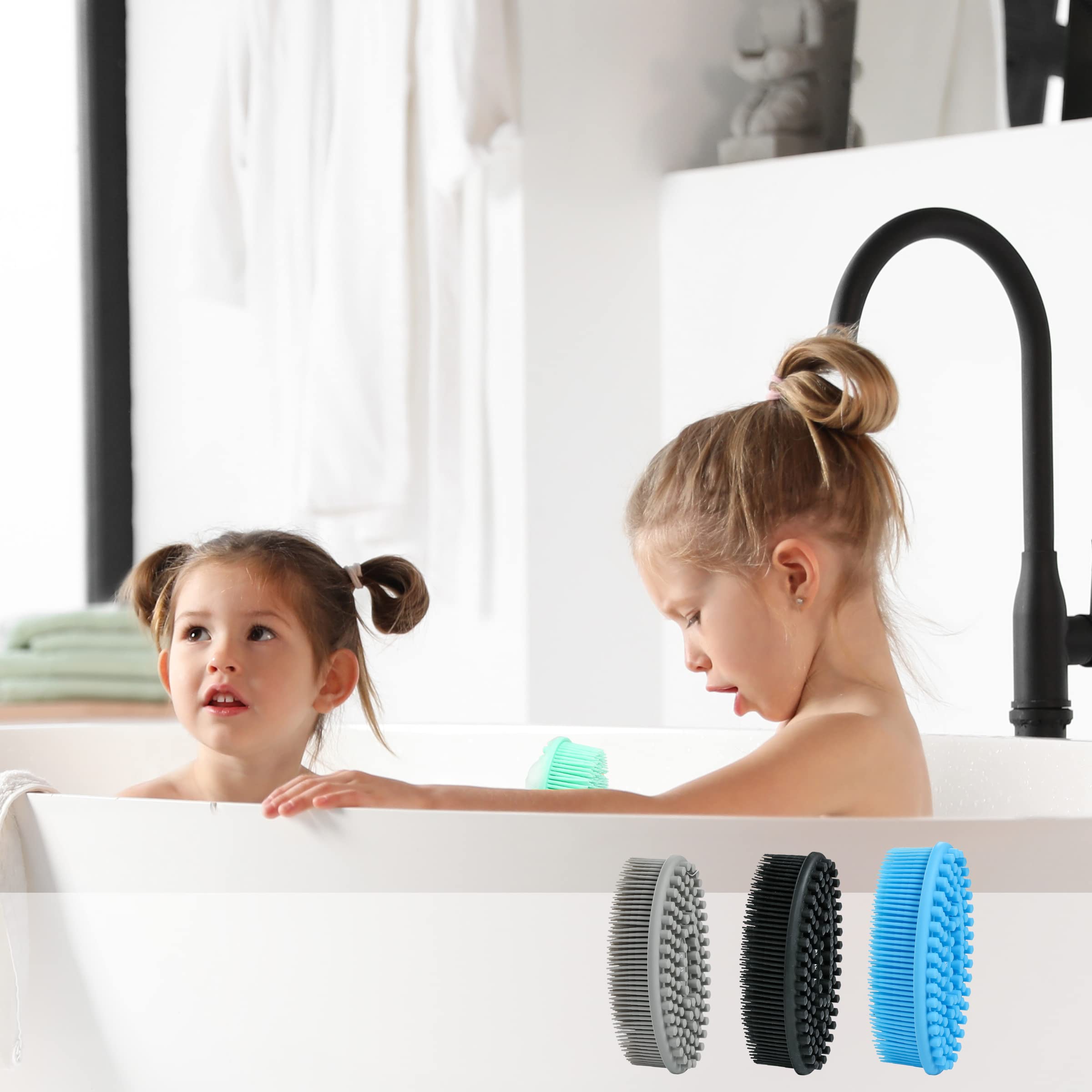 TDHDIKE lufa paquete familiar, tres cepillos compactos para la ducha.