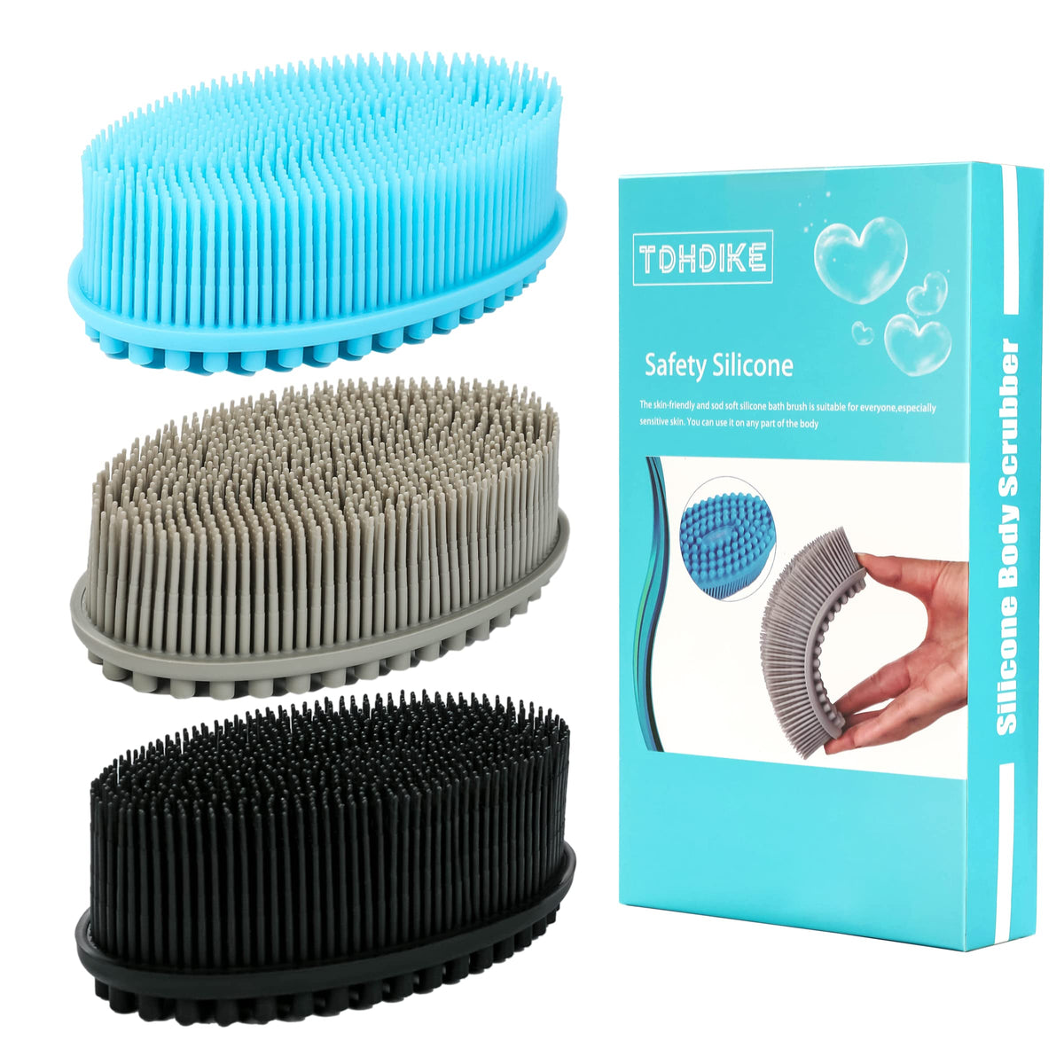 TDHDIKE lufa para cuerpo en negro, exfoliación suave para piel sensible.