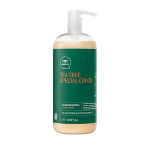 Tea Tree Special Color Conditioner, botella vertido, protege el color y desenreda con suavidad.