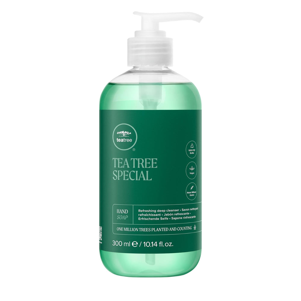Tea Tree Jabón de Manos - botella mostrada para limpieza diaria y aroma vigorizante.