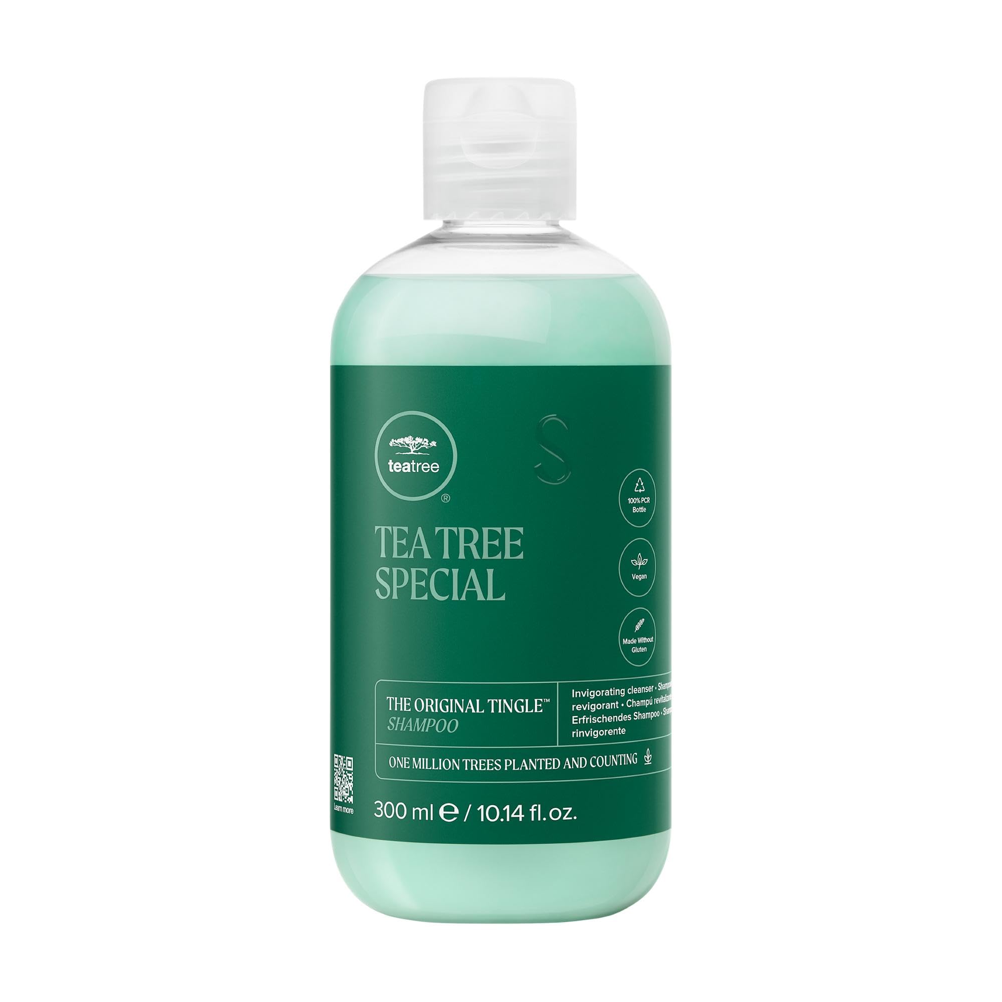 Tea Tree Special, bote de aluminio, lavado profundo, sensación refrescante.