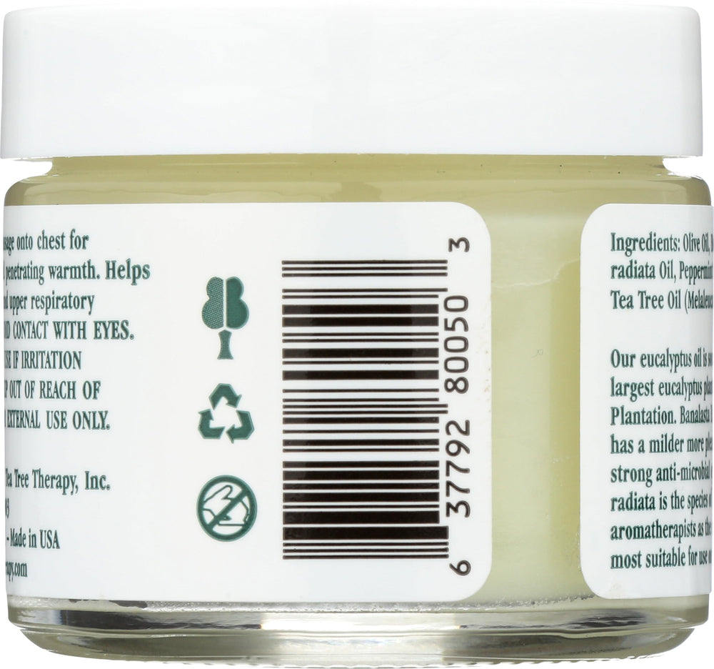 Tea Tree Therapy: caja de empaque con información de ingredientes naturales y origen.