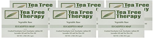 Tea Tree Therapy jabón en barra, textura suave y aroma a eucalipto, ideal para la ducha.