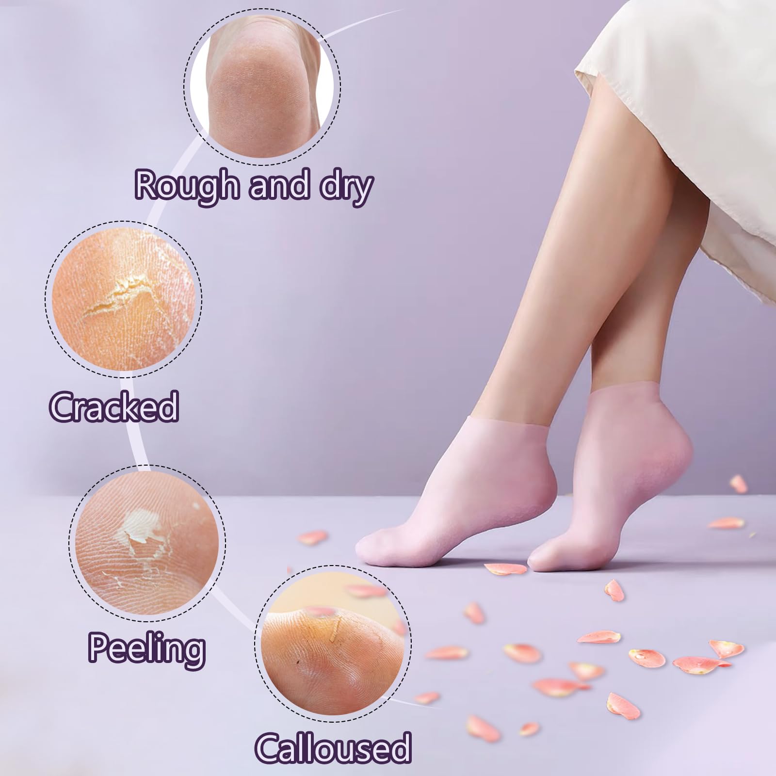 TEAWOO calcetines silicona pies-agrietados, suavizan la piel