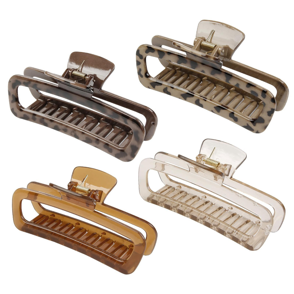 TEBIEKOY clips XXL Leopardo Café para agarre firme en cabello grueso