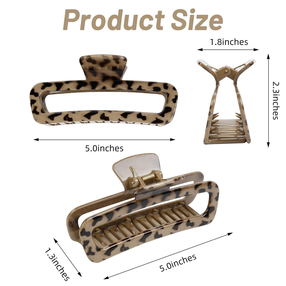 TEBIEKOY clips XXL Leopardo Caqui para peinados rápidos y seguros