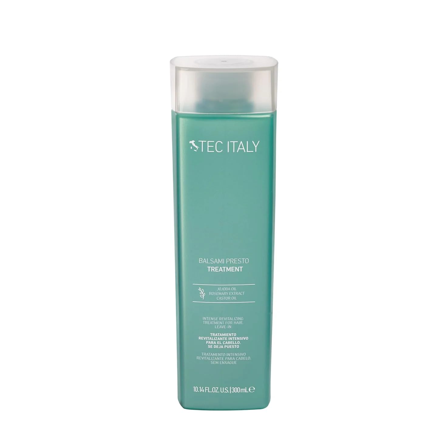 Tec Italy Balsamo Presto, botella frontal para cuidado rápido y suave del cabello.