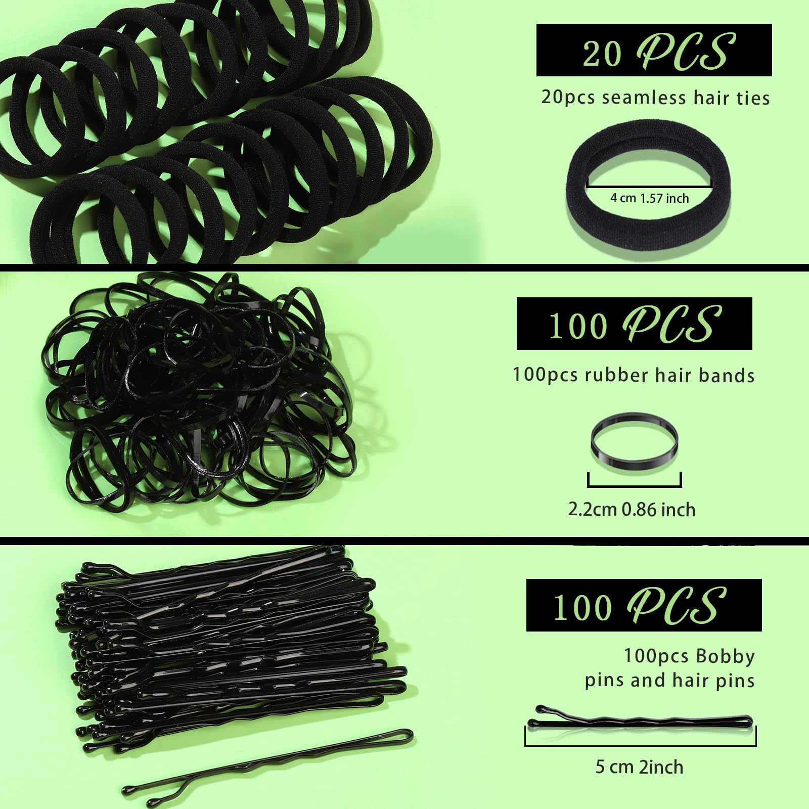 Teenitor bandas-cabello negro elasticas 30mm para sujeción diaria.