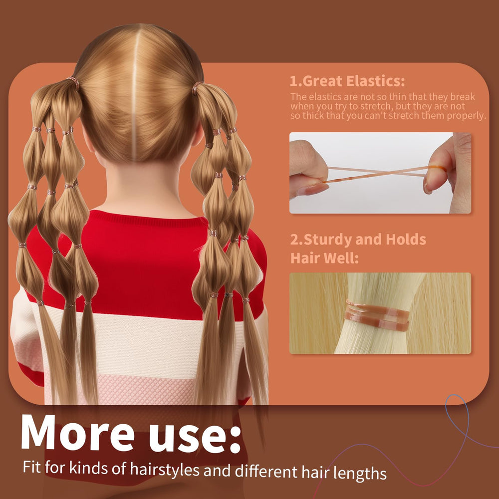 Teenitor Bandas elasticas para trenzas cabello marrón claro, resistente para trenzas definidas.